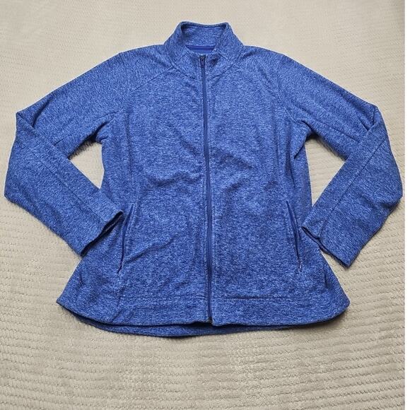 Duluth Trading Co Fleece Womens XL Heathered Blue Full Zip Outdoor Cold Weather - Picture 1 of 6